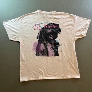 Lil Wayne Graphic T-Shirt Mens 2X White Short Sleeve Hip Hop Rap Tee Streetwear